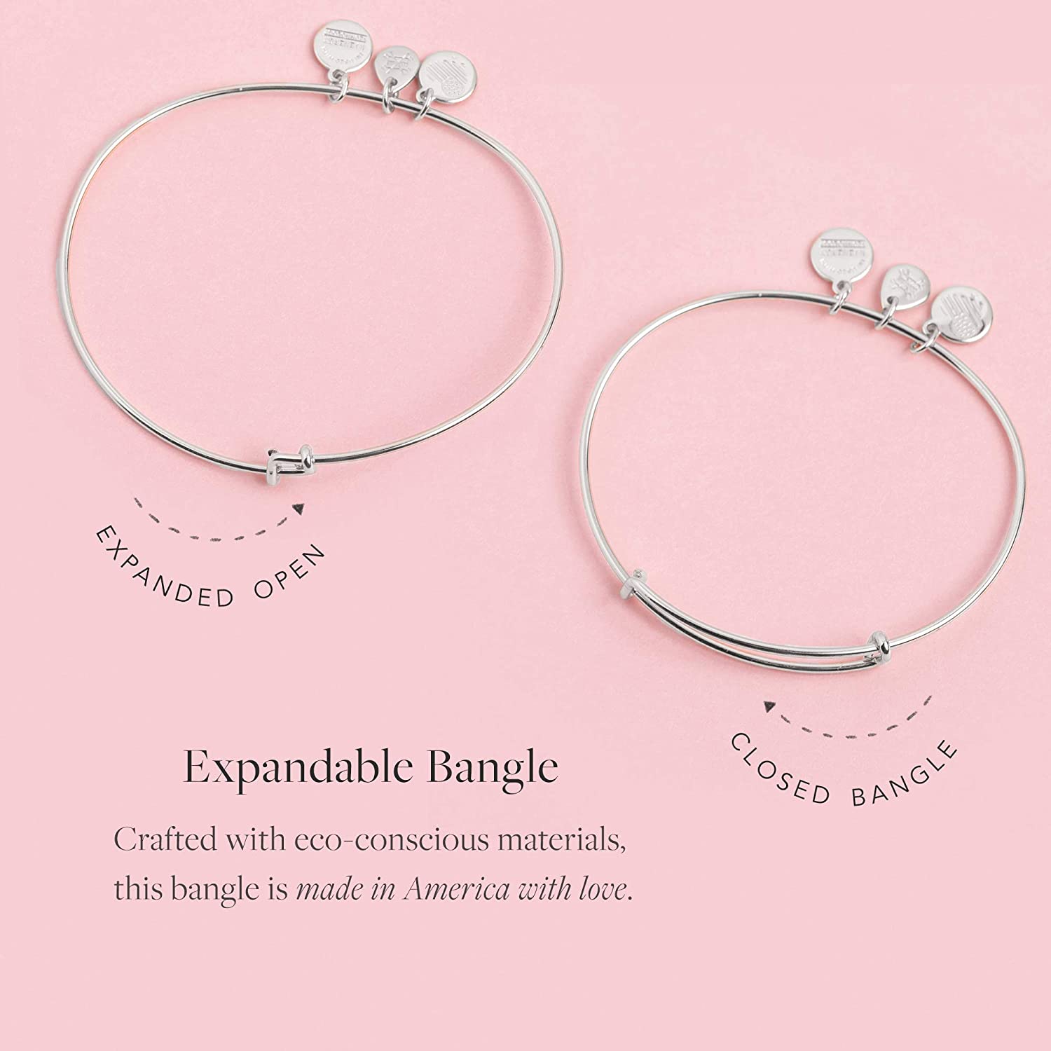 Alex and Ani Expandable Bangle for Women, Initials A to Z Letter Charms, Shiny Finish, 2 to 3.5 in - Image 2